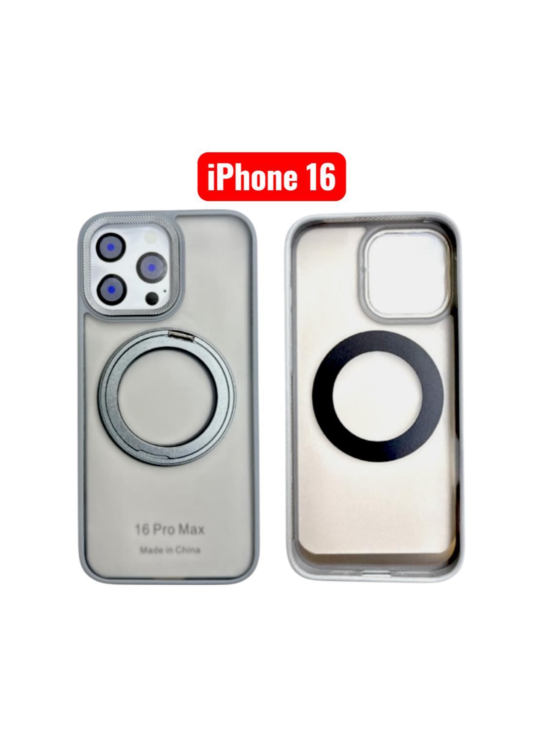 iPhone 16 Skin Ring Case | Magnetic Stand Holder Cover Black Purple Grey Green