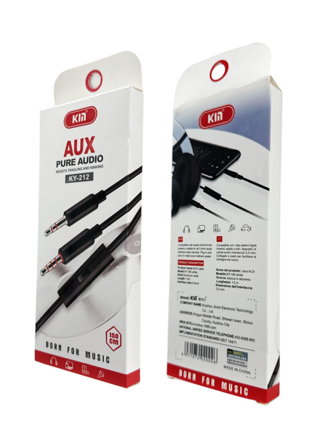 KM KY-212 3.5mm AUX Cable | 150cm Long | High-Quality Stereo Audio Lead