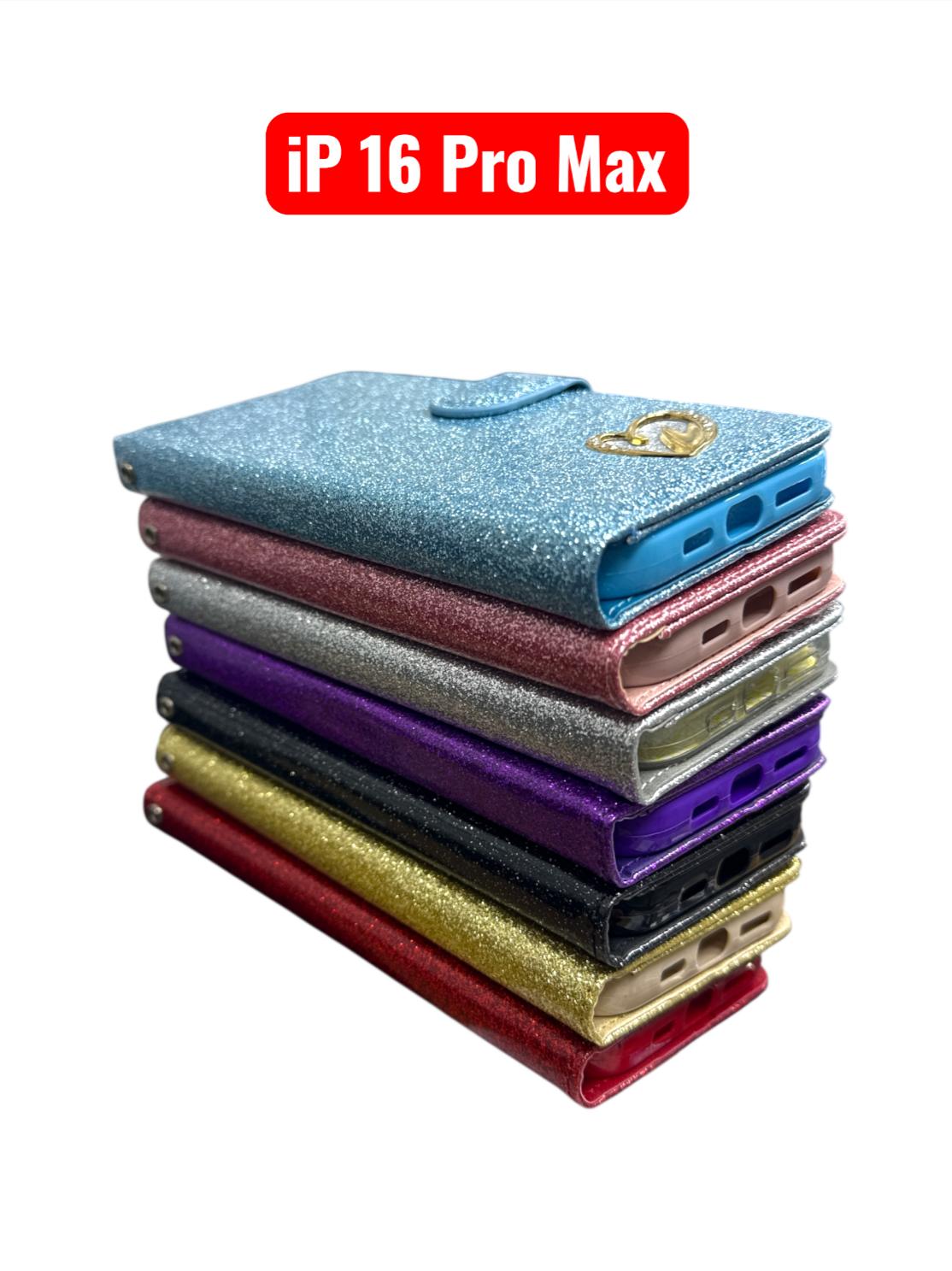 iPhone 16 Pro Max Heart Shiny Case | Glitter Cover Gold Red Black Blue Purple