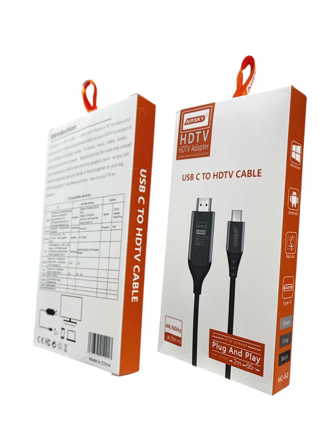 AHL Airsky USB-C to HDTV Cable | 4K Ultra HD 60Hz | 2m High-Speed Lead