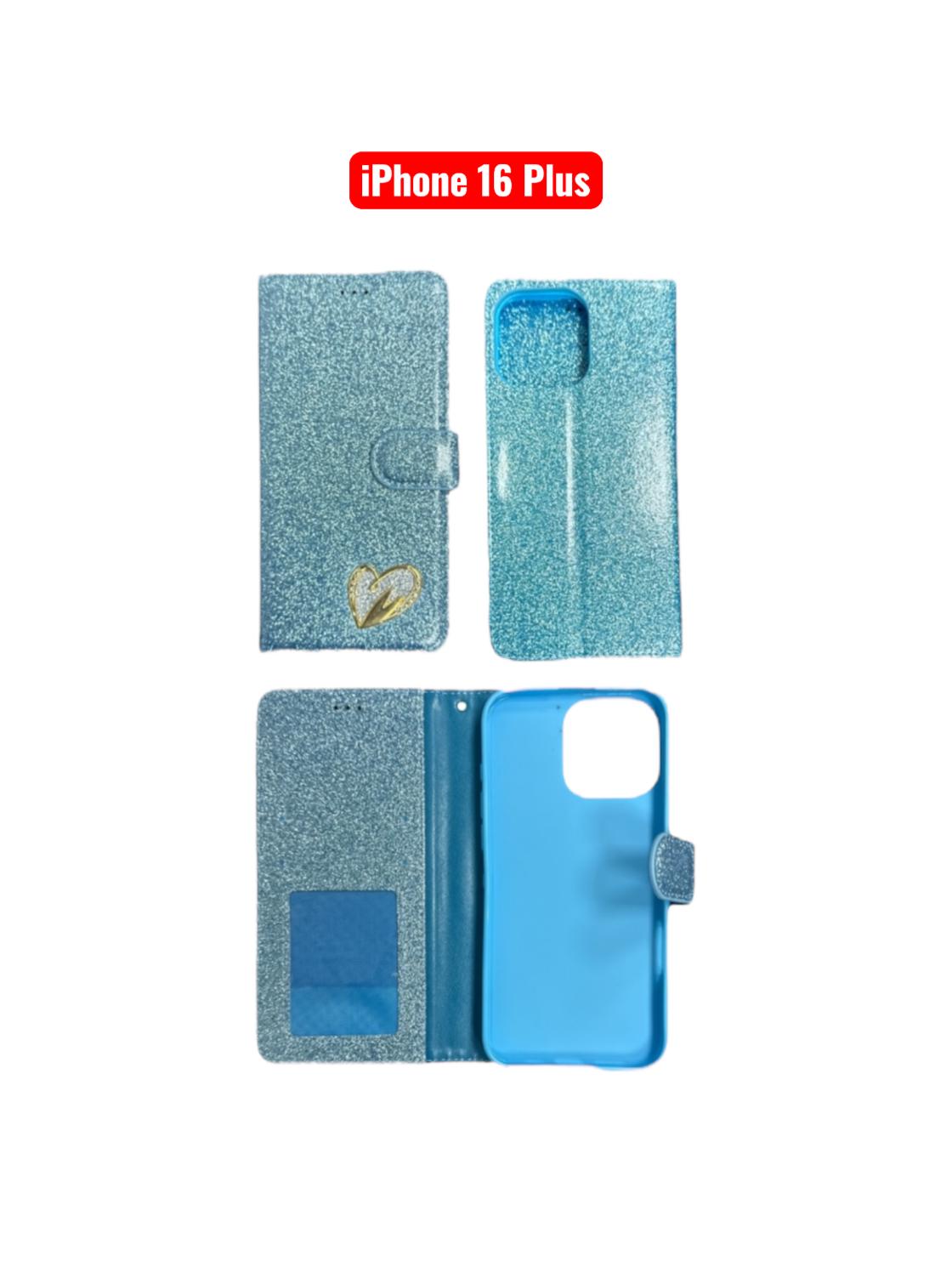 iPhone 16 Plus Heart Shiny Case | Glitter Cover Gold Red Black Blue Purple