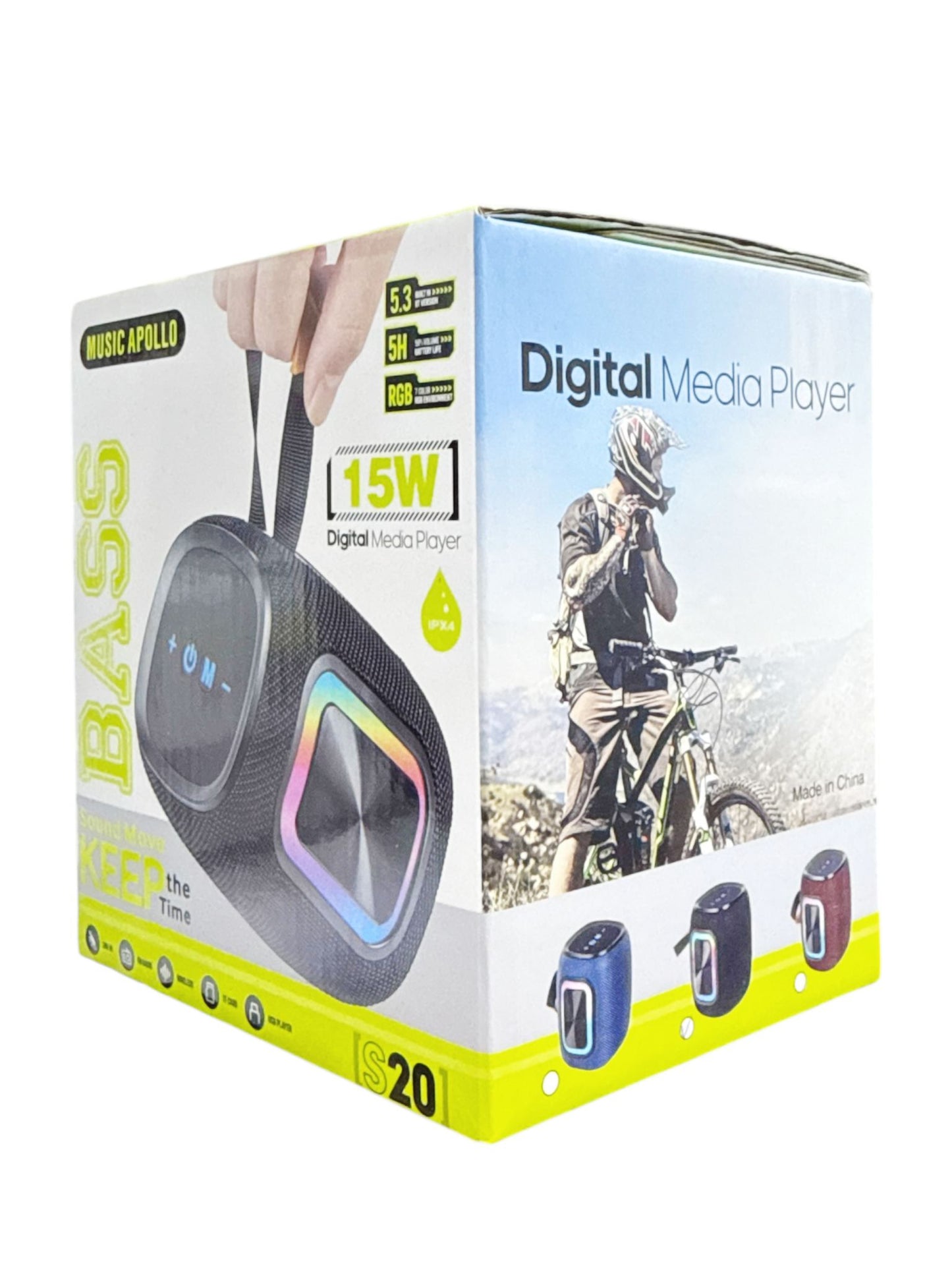 Music Apollo Bass Bluetooth Speaker 15W|RGB Lights|Model S20|Wireless/FM/USB