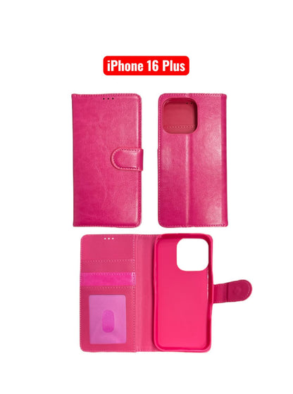iPhone 16 Plus Wallet Case | Flip Cover Card Holder Black Red Rose Gold Purple Blue Pink