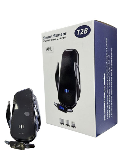 AHL T28 Smart Sensor Car Wireless Charger | 15W Fast Charge USB/USB-C/Lightning