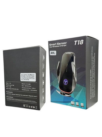 AHL T18  Smart Sensor Car Wireless Charger | 15W Fast Charge USB/USB-C/Lightning