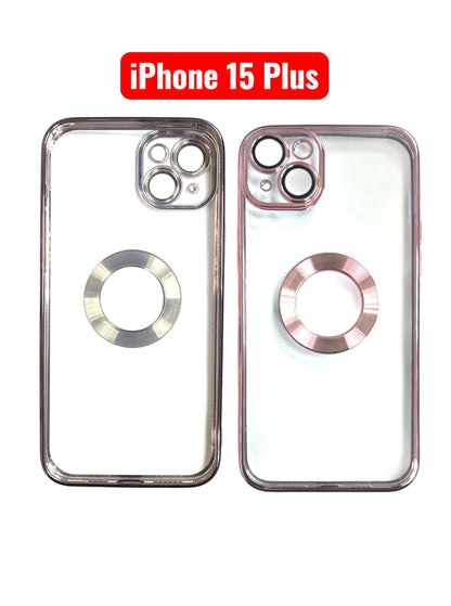 iPhone 15 Plus CD Line Electroplate TPU Case | Purple Pink Gold Blue Black Silver Green