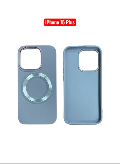 iPhone 15 Plus TPU Magnetic Case | White Brown Green Blue Pink Slim Shockproof Cover