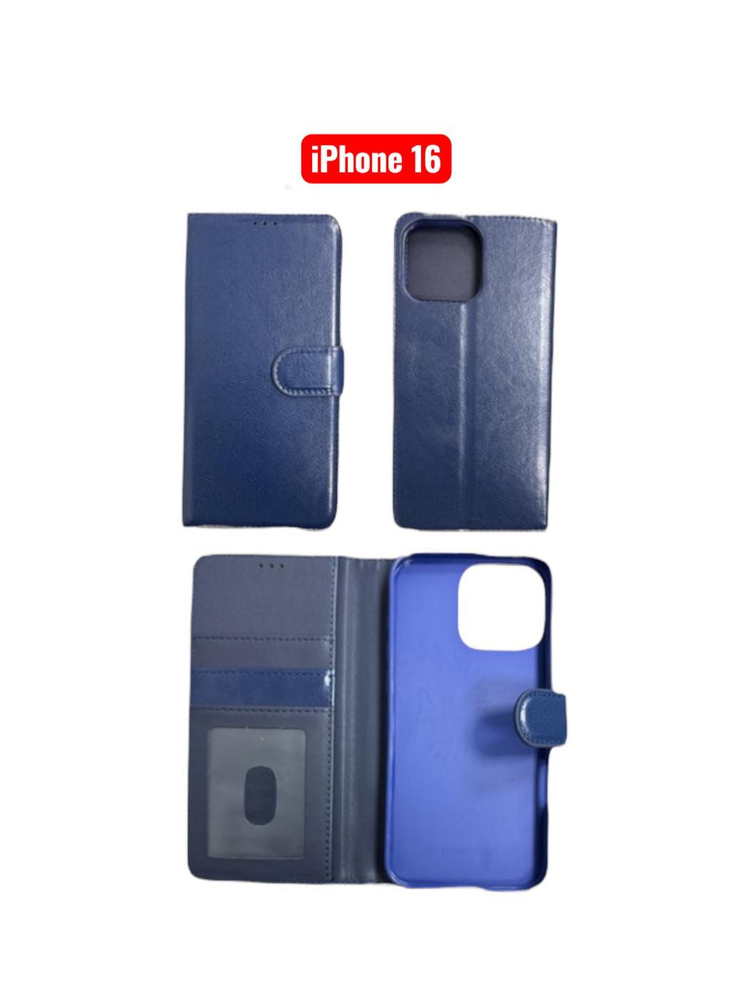 iPhone 16 Wallet Case | Flip Cover Card Holder Black Red Rose Gold Purple Blue Pink