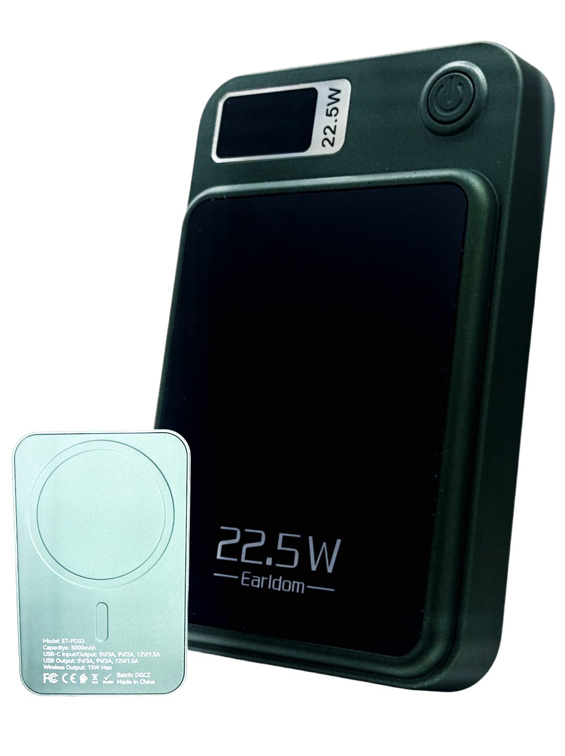 Earldom PD33 5000mAh MagSafe Wireless Power Bank | 15W Fast Charge | USB & PD