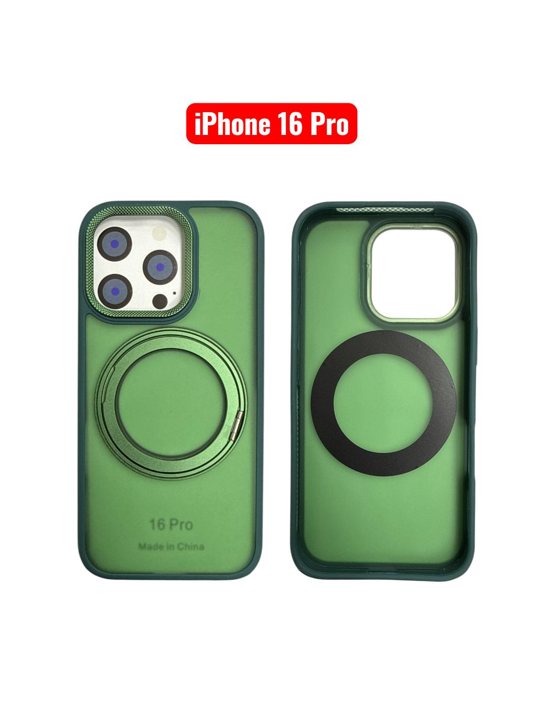 iPhone 16 Pro Skin Ring Case | Magnetic Stand Holder Cover Black Purple Grey Green