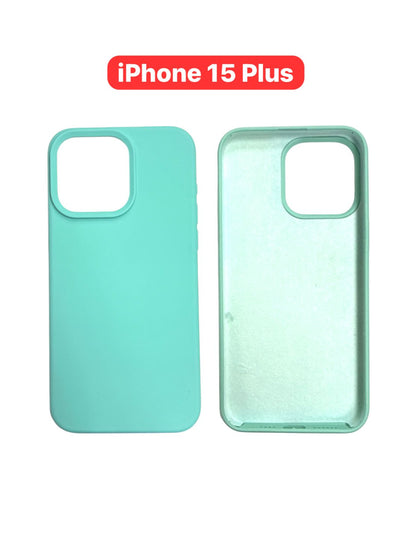 iPhone 15 Plus Silicone Case | Orange Pink Purple Teal Green Navy Yellow Cover