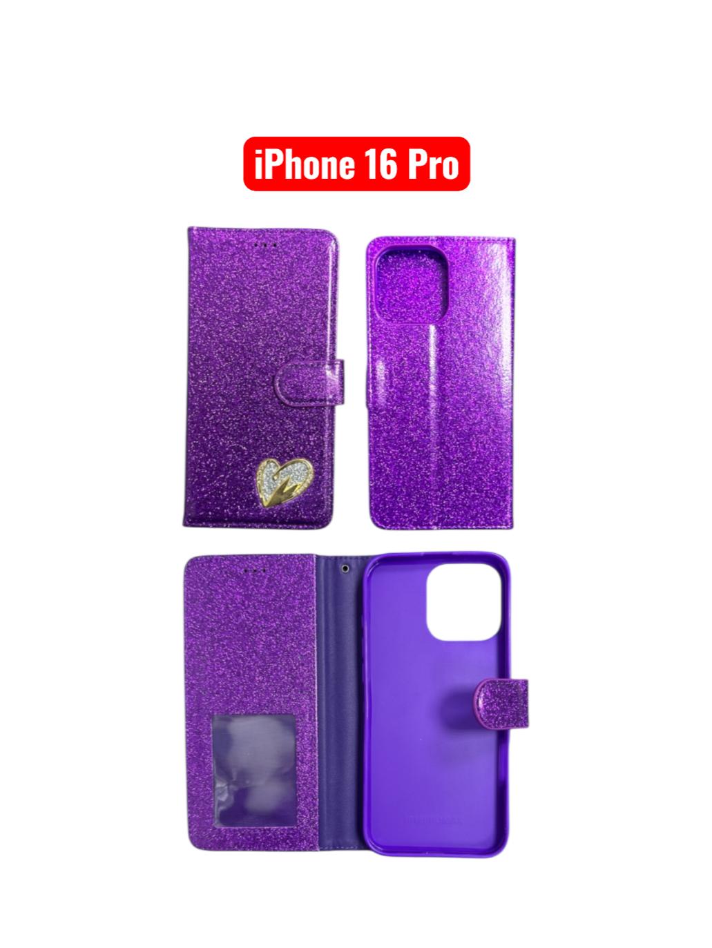 iPhone 16 Pro Heart Shiny Case | Glitter Cover Gold Red Black Blue Purple