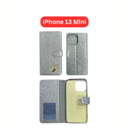 iPhone 13 Mini Heart Shiny Case | Glitter Cover Gold Red Black Blue Purple