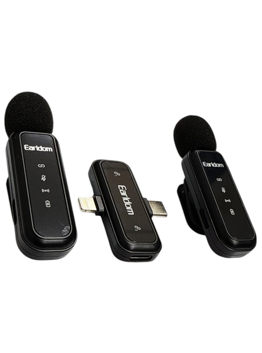 Earldom MC17 2-in-1 Wireless Collar Clip Microphone | 5Hr Battery | USB-C & iOS