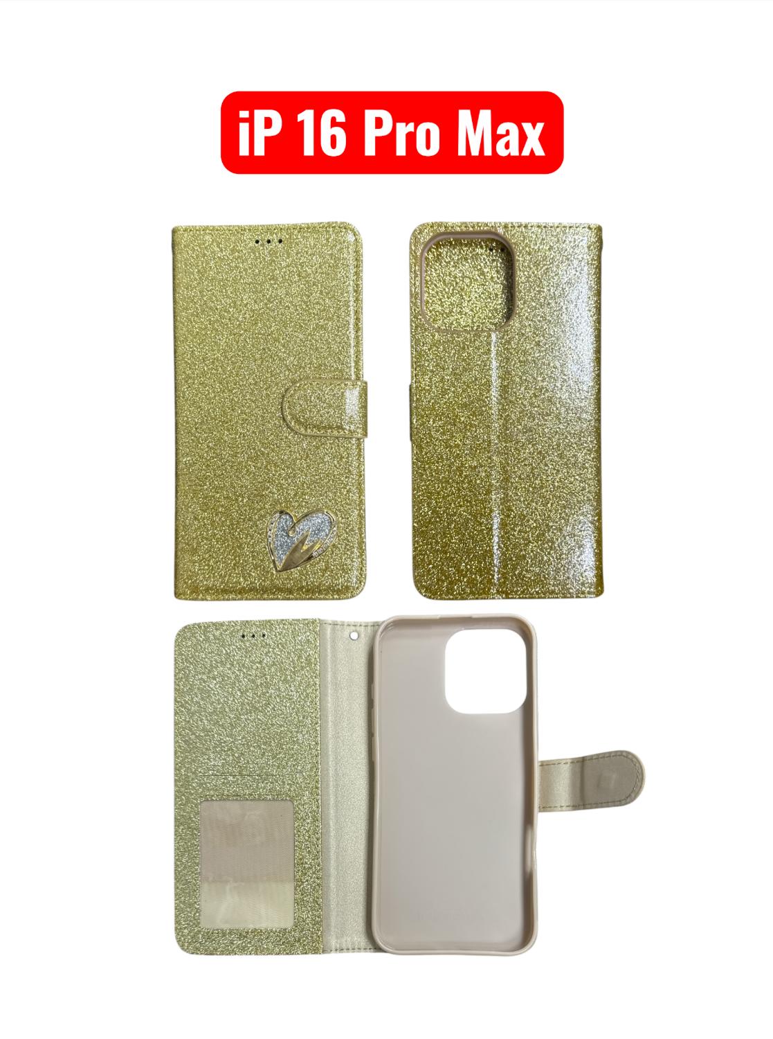 iPhone 16 Pro Max Heart Shiny Case | Glitter Cover Gold Red Black Blue Purple