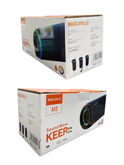 Music Apollo A12 Portable Speaker RGB LED Sound Waves Tech