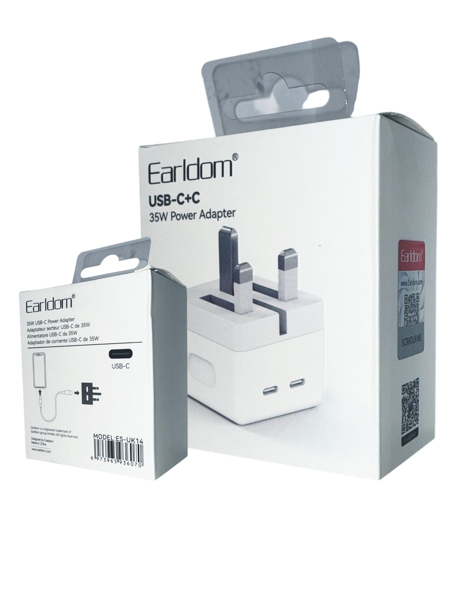 Earldoms ES-UK14 35W Dual USB-C Fast Charger | Power Adapter | UK Plug