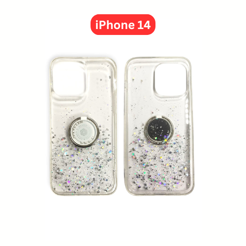 iPhone 14 Drop Glue Ring Case | Clear Green Pink Purple Black