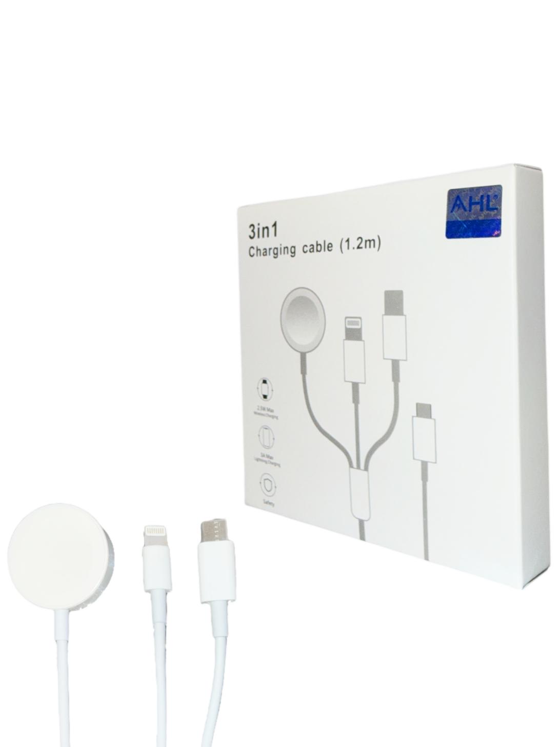 AHL 3 in 1 Charging Cable 1.2m USB C Lightning Megnatic