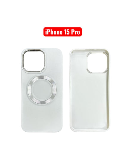 iPhone 15 Pro TPU Magnetic Case | White Brown Green Blue Pink Slim Shockproof Cover