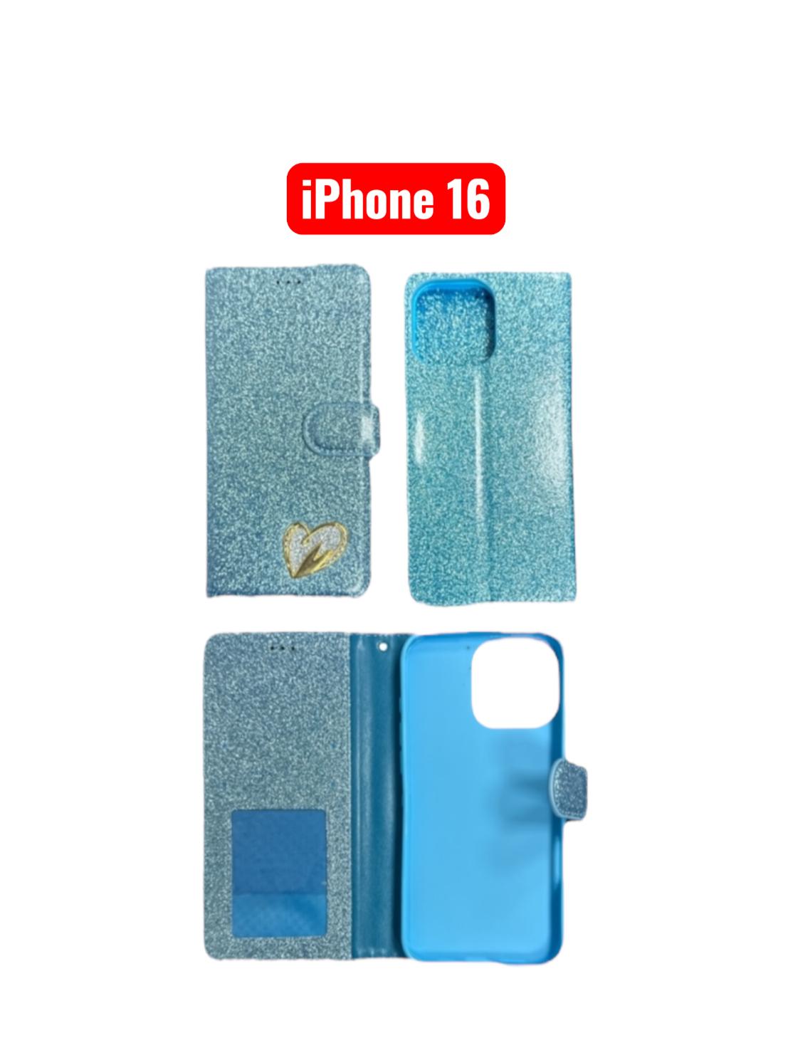 iPhone 16 Heart Shiny Case | Glitter Cover Gold Red Black Blue Purple Grey Rose Gold