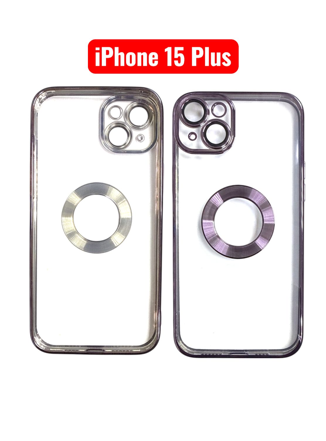 iPhone 15 Plus CD Line Electroplate TPU Case | Purple Pink Gold Blue Black Silver Green