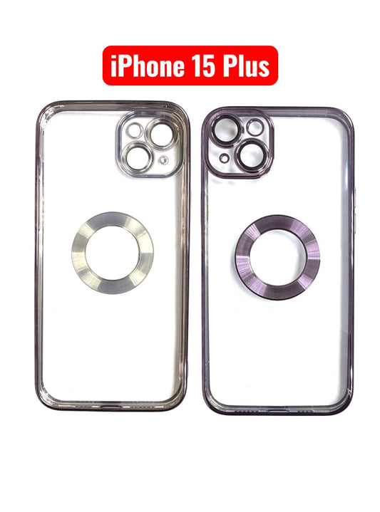 iPhone 15 Plus CD Line Electroplate TPU Case | Purple Pink Gold Blue Black Silver Green