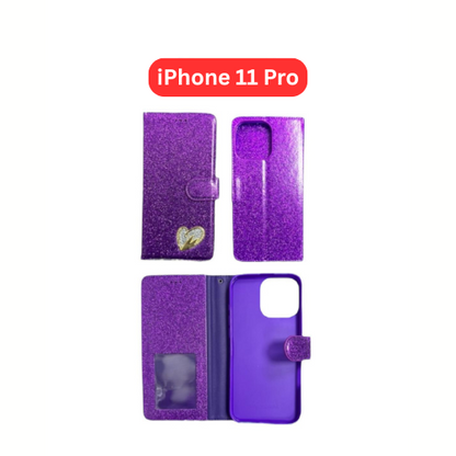 iPhone 11 Pro Heart Shiny Case | Glitter Cover Gold Red Blue Purple RoseGold