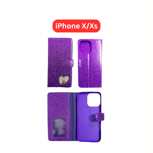 iPhone X/XS Heart Shiny Caase | Glitter Cover Gold Red Black Blue Purple Silver RoseGold
