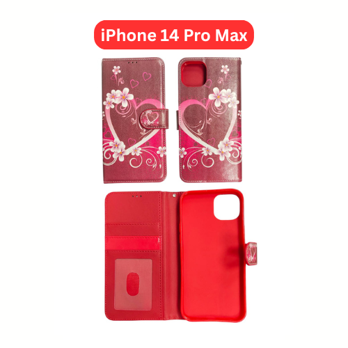 iPhone 14 Pro Max Wallet Printed Case Tower, Butterfly, Heart, Larger Butterfly, Loving Heart, Flower, Purple Flower (Copy) (Copy) (Copy) (Copy) (Copy)