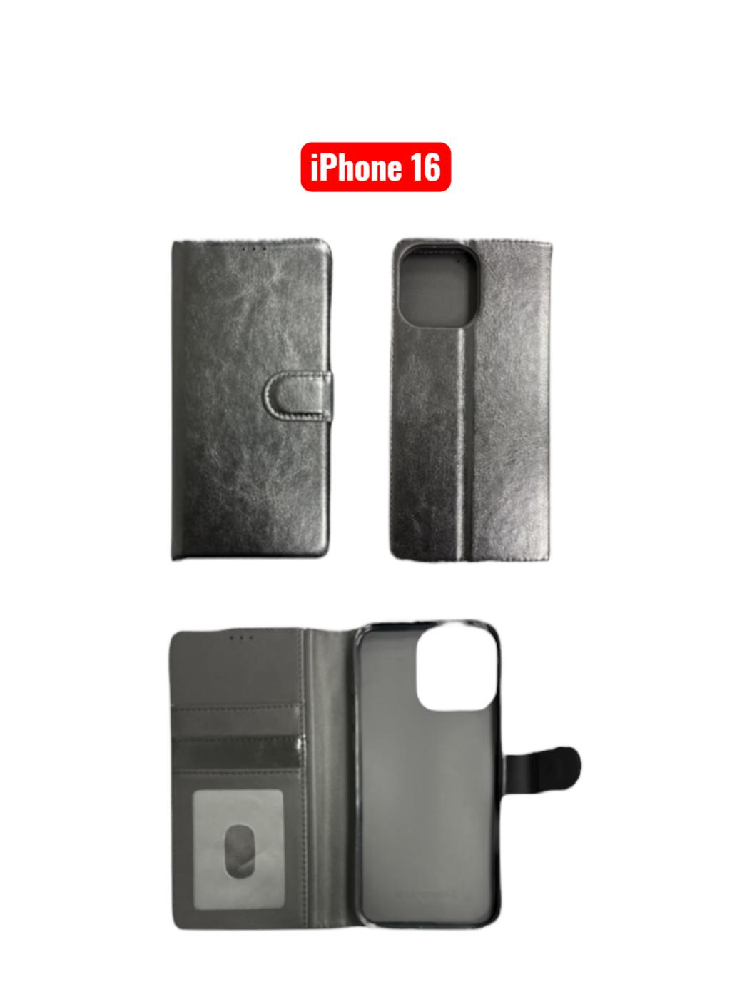 iPhone 16 Wallet Case | Flip Cover Card Holder Black Red Rose Gold Purple Blue Pink