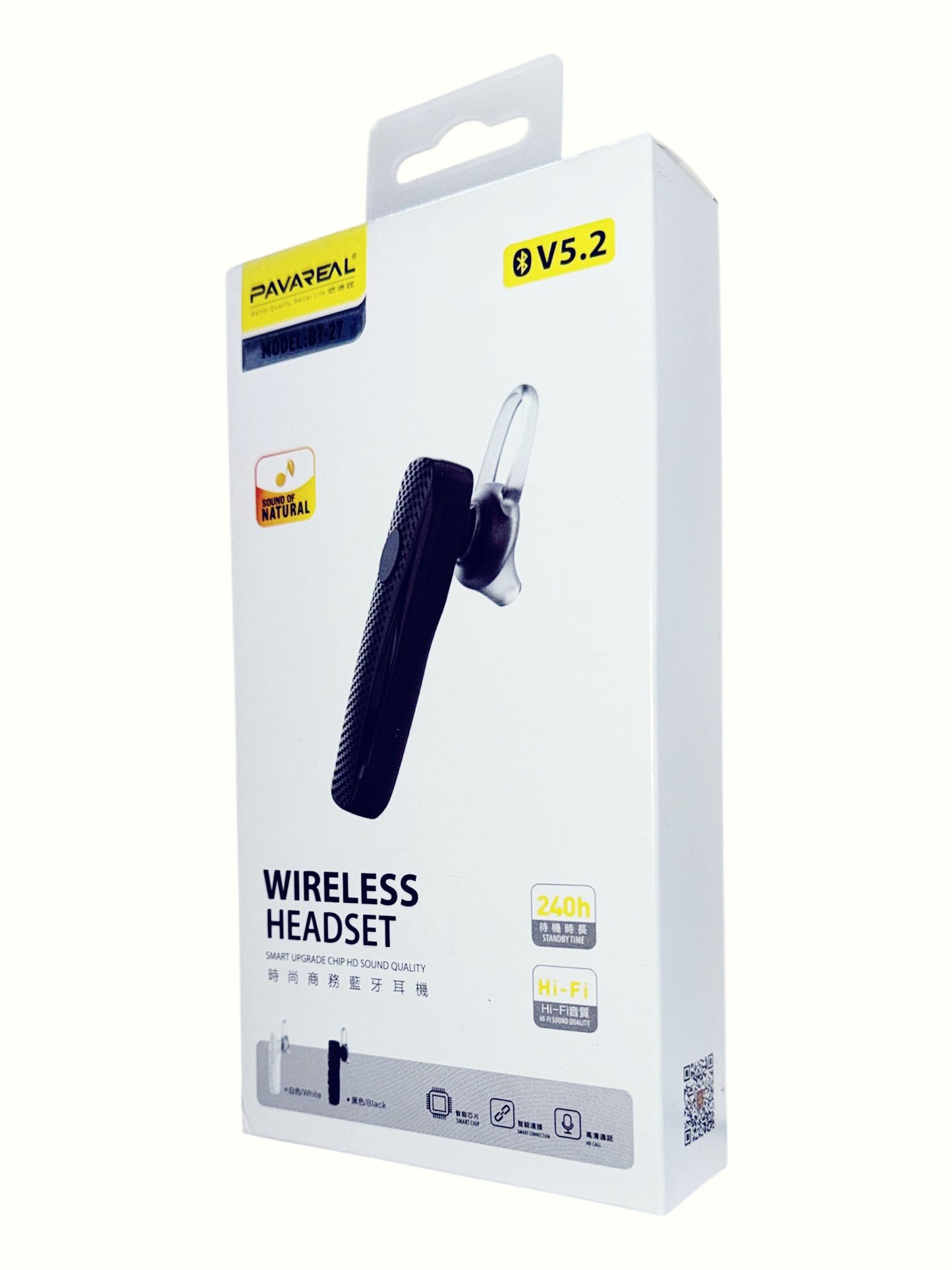 Pavareal BT-27 Wireless Bluetooth Headset | Lightweight | Hands-Free