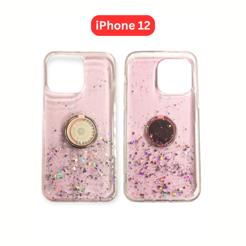 iPhone 12 Drop Glue Ring Case | Clear Green Pink Purple Black