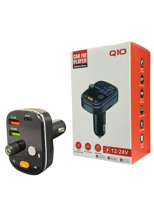 AHL Car FM Player Q10 12-24V USB C Fast Charging 3.1A 20W PD