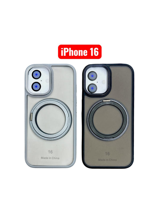 iPhone 16 Skin Ring Case | Magnetic Stand Holder Cover Black Purple Grey Green