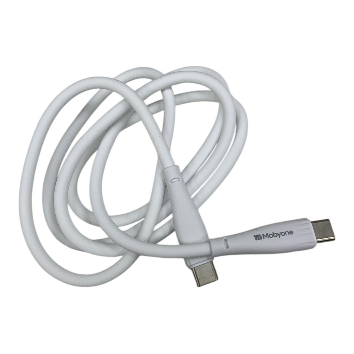 Mobyone USB-C to USB-C Cable | 60W Fast Charging | 1m Silicone Type-C – White