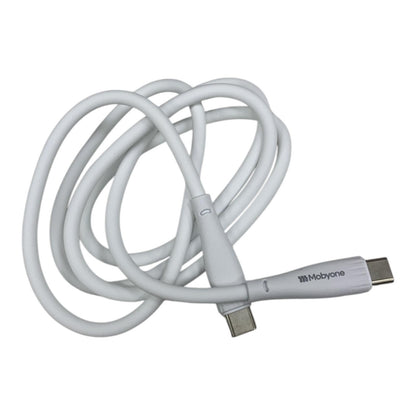 Mobyone USB-C to USB-C Cable | 60W Fast Charging | 1m Silicone Type-C – White