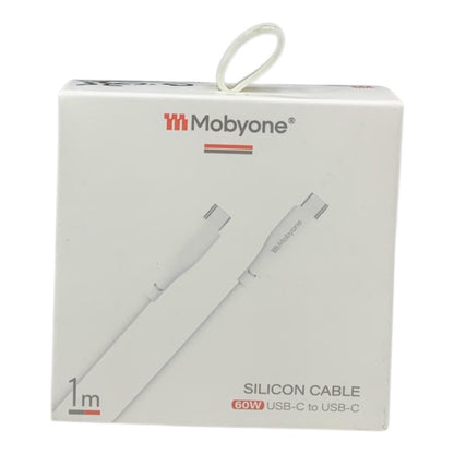 Mobyone USB-C to USB-C Cable | 60W Fast Charging | 1m Silicone Type-C – White