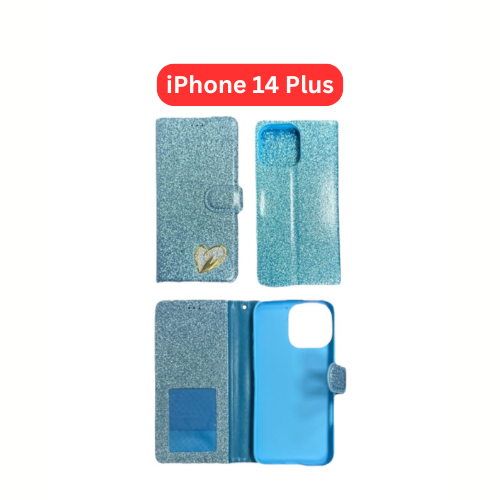 iPhone 14 Plus Heart Shiny Case | Glitter Cover Gold Red Black Blue Purple