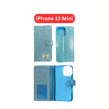 iPhone 13 Mini Heart Shiny Case | Glitter Cover Gold Red Black Blue Purple