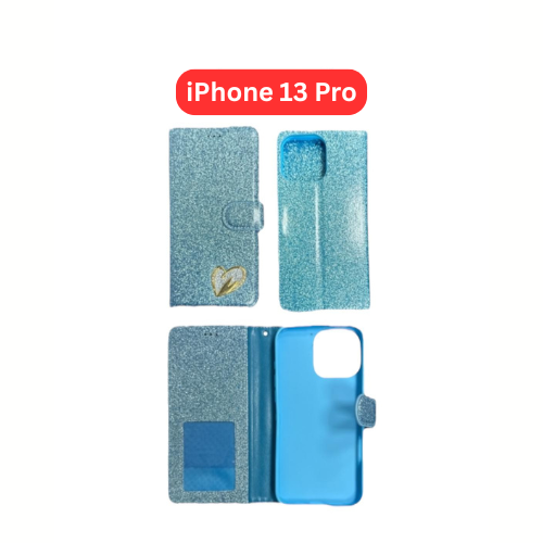 iPhone 13 Pro Heart Shiny Case | Glitter Cover Gold Red Black Blue Purple