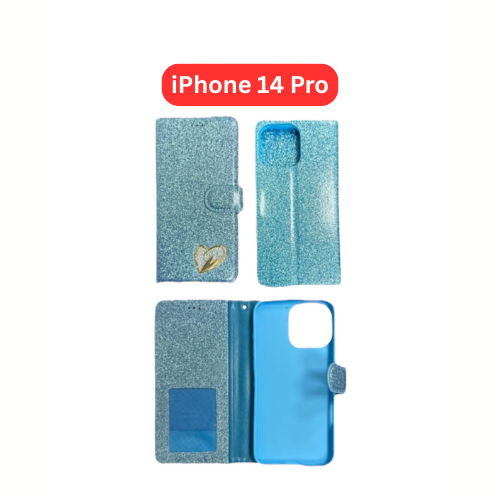 iPhone 14 Pro Heart Shiny Case | Glitter Cover Gold Red Black Blue Purple