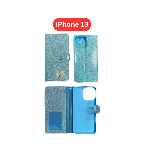 iPhone 13 Heart Shiny Case | Glitter Cover Gold Red Black Blue Purple