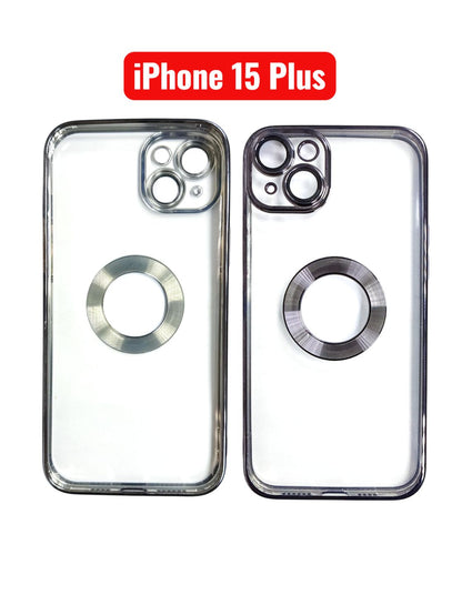 iPhone 15 Plus CD Line Electroplate TPU Case | Purple Pink Gold Blue Black Silver Green