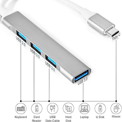 Type-C USB Hub | USB-C to 4-Port USB 3.0 Splitter | High-Speed Adapter