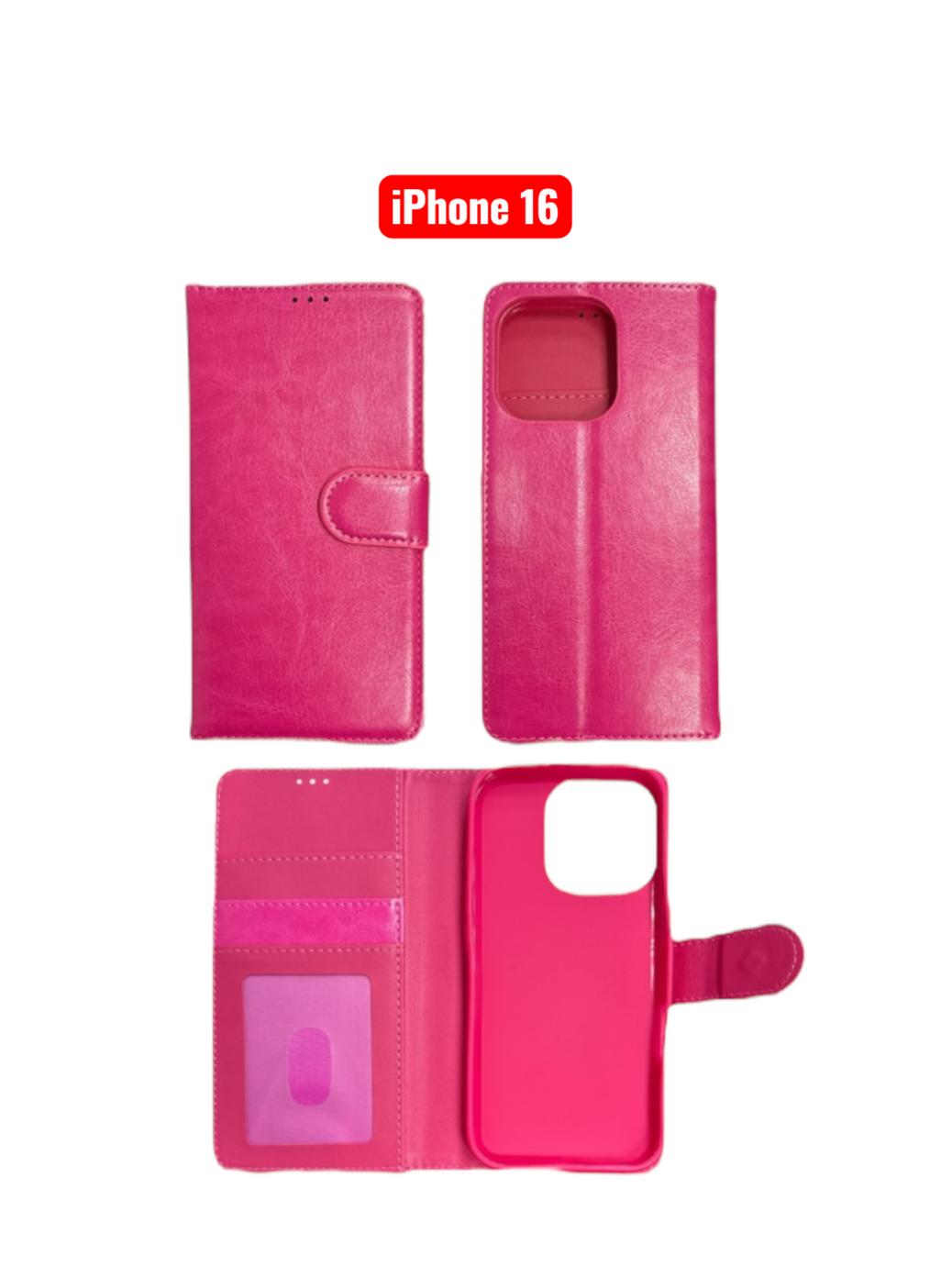 iPhone 16 Wallet Case | Flip Cover Card Holder Black Red Rose Gold Purple Blue Pink
