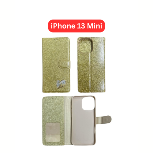 iPhone 13 Mini Heart Shiny Case | Glitter Cover Gold Red Black Blue Purple