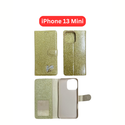 iPhone 13 Mini Heart Shiny Case | Glitter Cover Gold Red Black Blue Purple