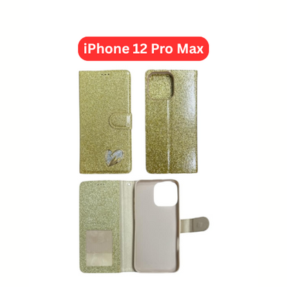 iPhone 12 Pro Max Heart Shiny Case | Glitter Cover Gold Red Black Blue Purple