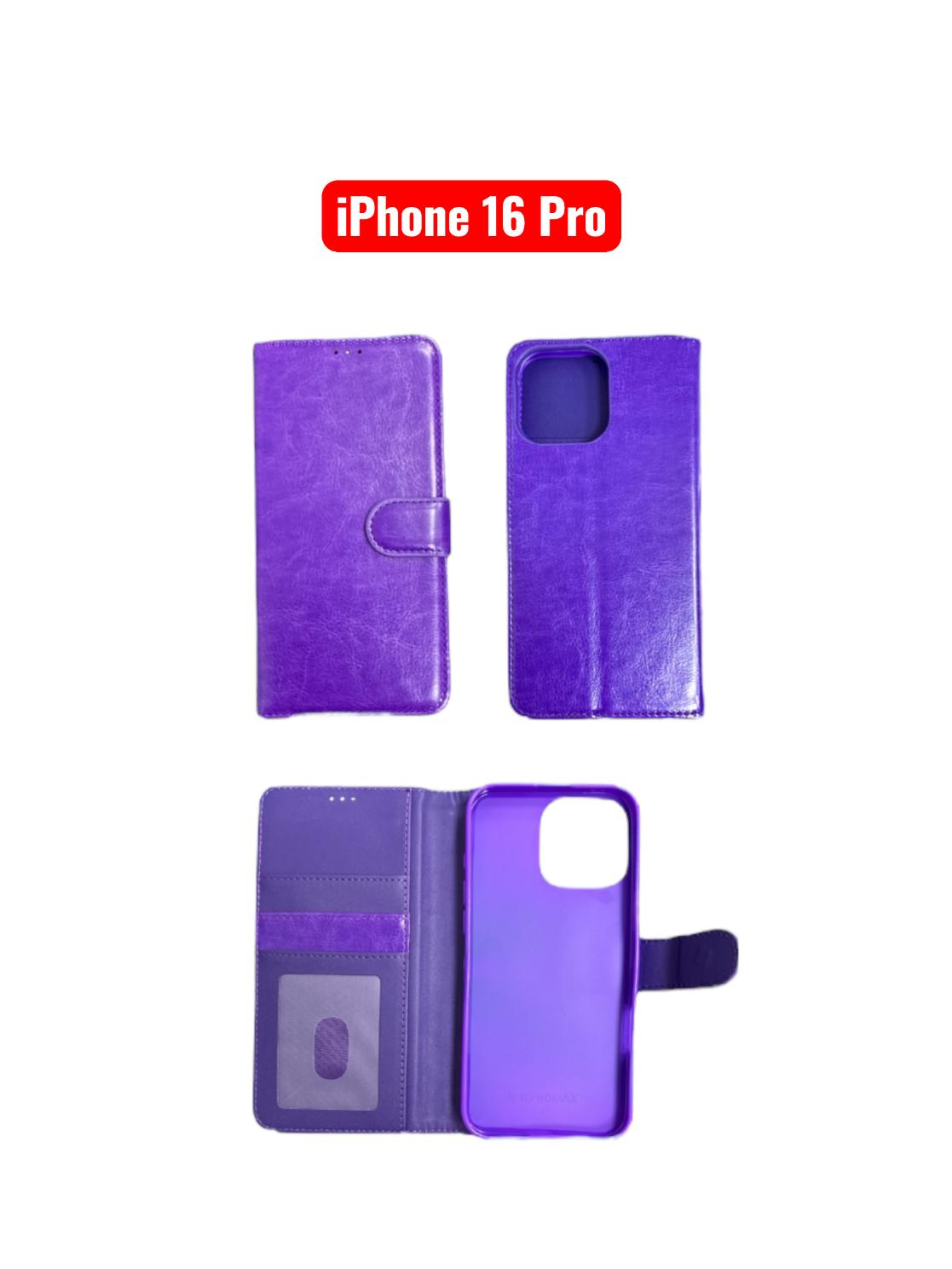 iPhone 16 Pro Wallet Case | Flip Cover Card Holder Black Red Rose Gold Purple Blue Pink